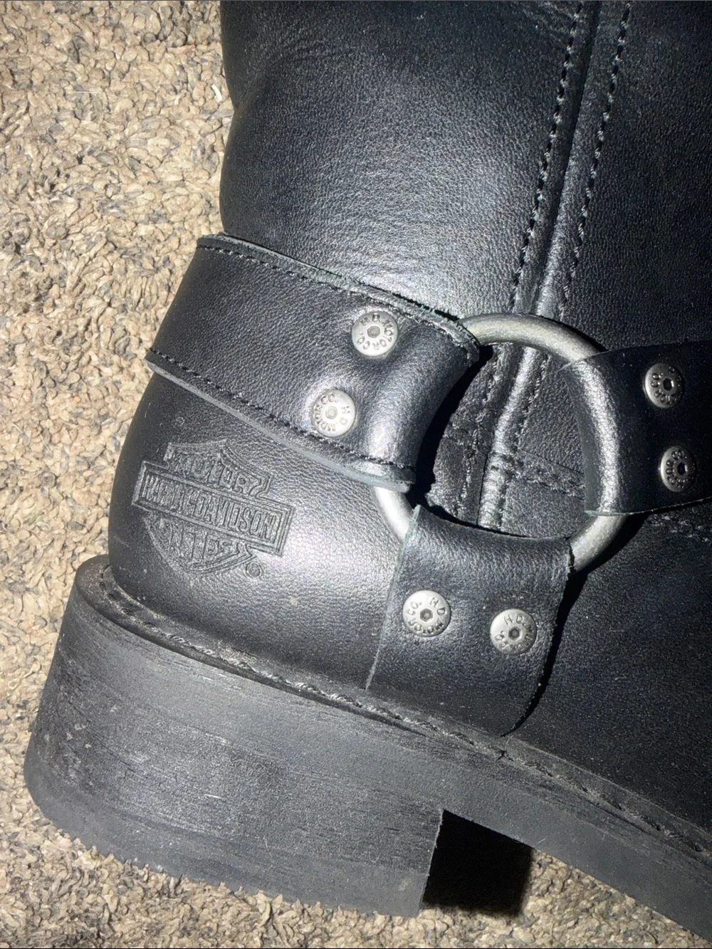 Harley-Davidson Black Leather Hustin Ride 11in Harness Mid-Calf Moto Boots